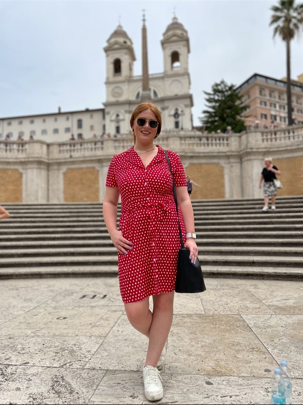 Red Polka Dot One-Piece Dress - Classic Tie-Waist